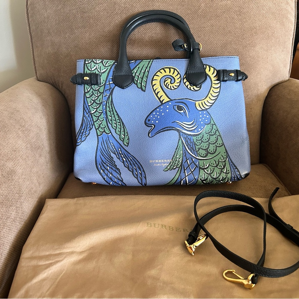 Burberry Blue and Green Tote Bag